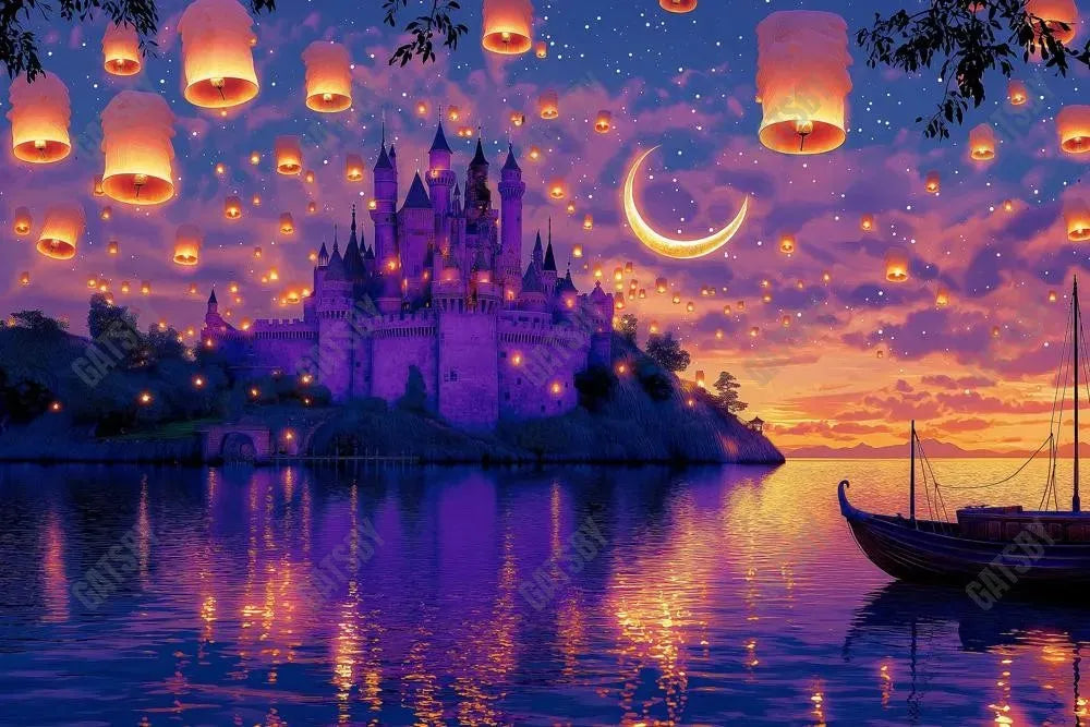 Gatsby Floating Lanterns Castle Photography Backdrop Gbsx-01054 - Gatsby Backdrop