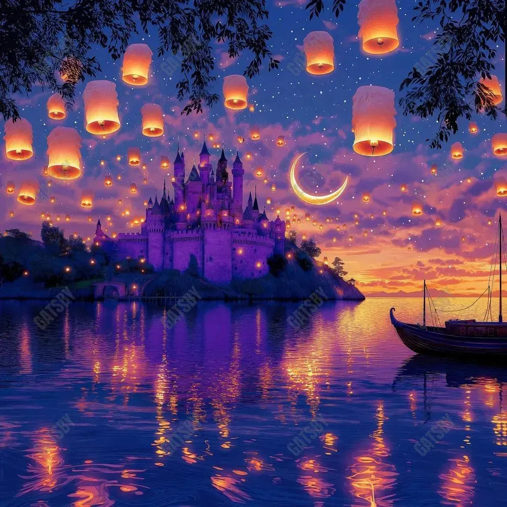 Gatsby Floating Lanterns Castle Photography Backdrop Gbsx-01054 - Gatsby Backdrop