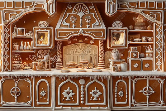 Gatsby Gingerbread Christmas Kitchen Photography Backdrop GBSX-00040 - Gatsby Backdrop