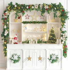 Gatsby Gold And White Christmas Kitchen Photography Backdrop Gbsx-00747 - Gatsby Backdrop