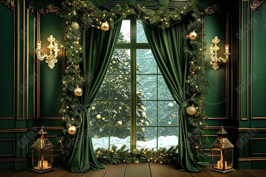 Gatsby Green Dream Pine Window Photography Backdrop GBSX-00069 - Gatsby Backdrop