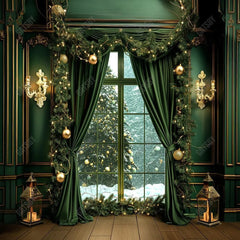 Gatsby Green Dream Pine Window Photography Backdrop GBSX-00069 - Gatsby Backdrop