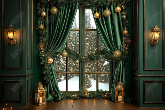 Gatsby Green Dream Pine Window Photography Backdrop GBSX-00070 - Gatsby Backdrop