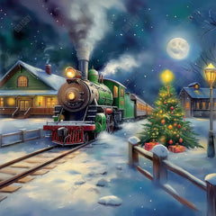 Gatsby Green Festive Train Photography Backdrop Gbsx-00214 - Gatsby Backdrop