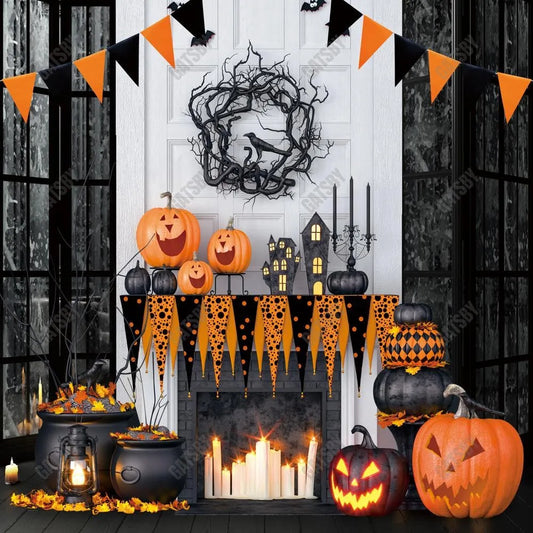 Gatsby Halloween Fireplace Photography Backdrop GBSX-00169 - Gatsby Backdrop