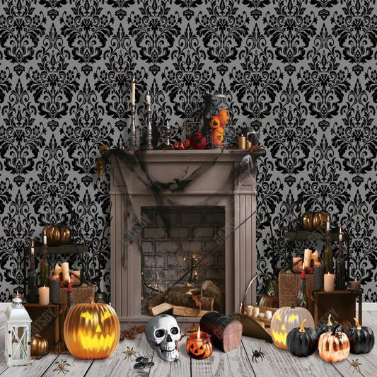 Gatsby Halloween Fireplace Photography Backdrop Gbsx-00222 - Gatsby Backdrop