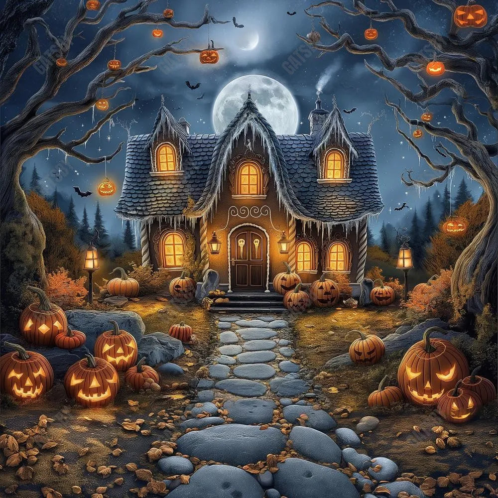 Gatsby Halloween Gingerbread House Photography Backdrop Gbsx-00899 - Gatsby Backdrop