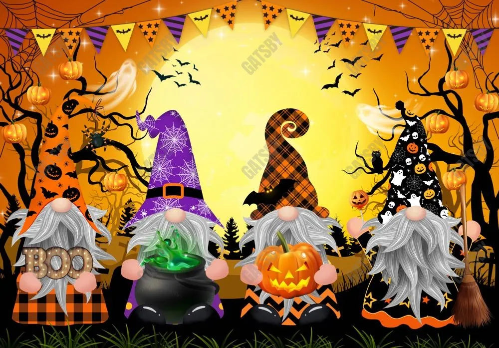 Gatsby Halloween Gnomes Photography Backdrop Gbsx-00234 - Gatsby Backdrop