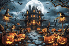 Gatsby Halloween Haunted House Forest Photography Backdrop Gbsx-00816 - Gatsby Backdrop