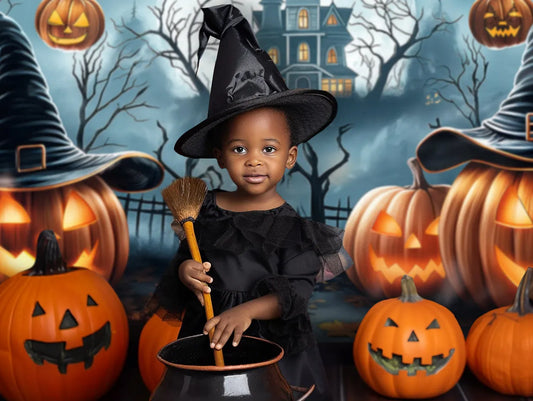 Gatsby Halloween Haunted House Forest Photography Backdrop Gbsx-00817 - Gatsby Backdrop