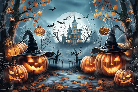 Gatsby Halloween Haunted House Forest Photography Backdrop Gbsx-00817 - Gatsby Backdrop