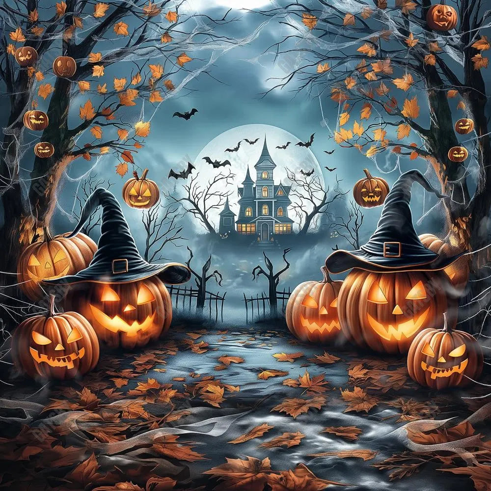 Gatsby Halloween Haunted House Forest Photography Backdrop Gbsx-00817 - Gatsby Backdrop