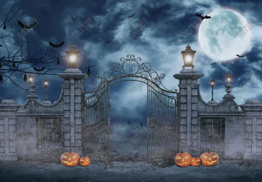 Gatsby Halloween Horror Moon Night Cemetery Photography Backdrop Gbsx-00667 - Gatsby Backdrop