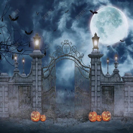 Gatsby Halloween Horror Moon Night Cemetery Photography Backdrop Gbsx-00667 - Gatsby Backdrop