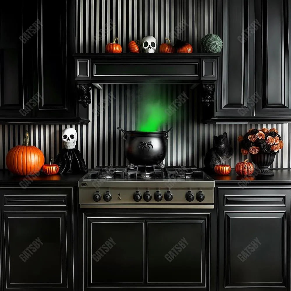 Gatsby Halloween Kitchen Photography Backdrop Gbsx-00869 - Gatsby Backdrop