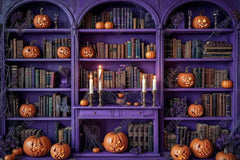 Gatsby Halloween Magic Purple Bookcase Photography Backdrop Gbsx-01077 - Gatsby Backdrop