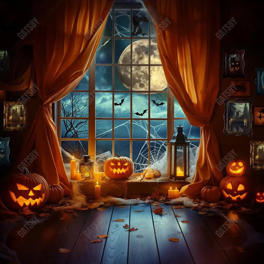 Gatsby Halloween Night Black Window Photography Backdrop Gbsx-00763 - Gatsby Backdrop