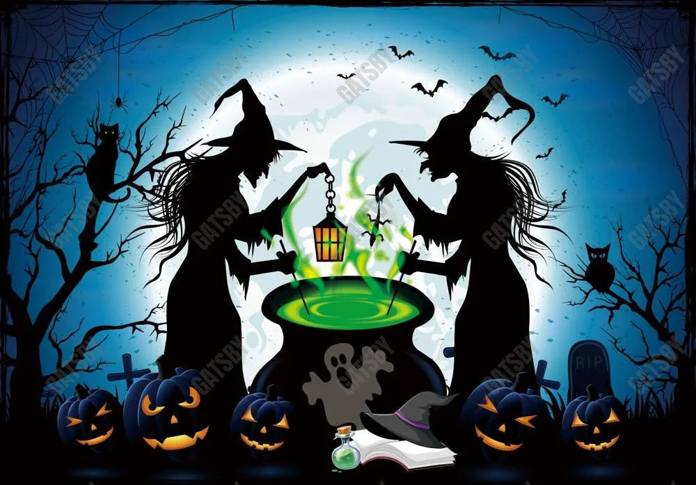 Gatsby Halloween Night Witches Photography Backdrop Gbsx-00223 - Gatsby Backdrop