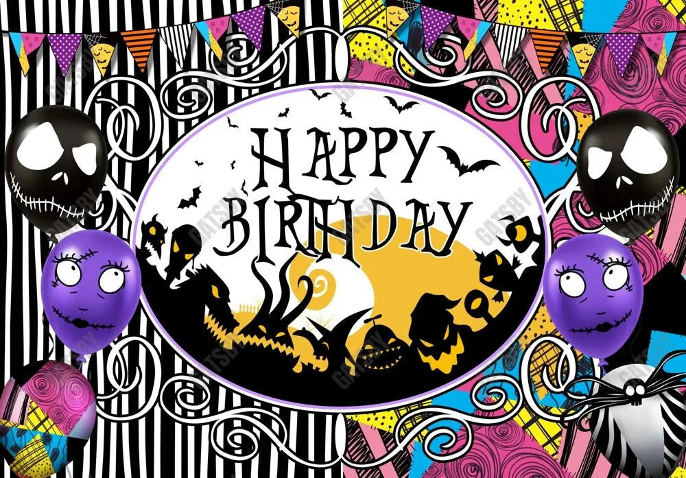 Gatsby Halloween Nightmare Happy Birthday Photography Backdrop Gbsx-00244 - Gatsby Backdrop