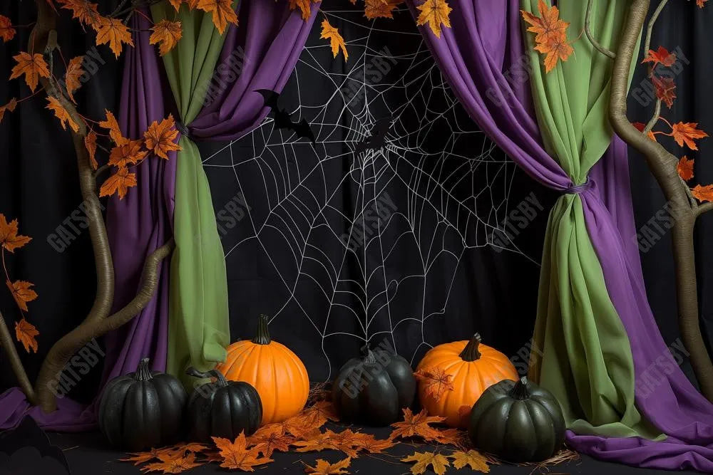 Gatsby Halloween Purple Curtains Wall Photography Backdrop Gbsx-00787 - Gatsby Backdrop