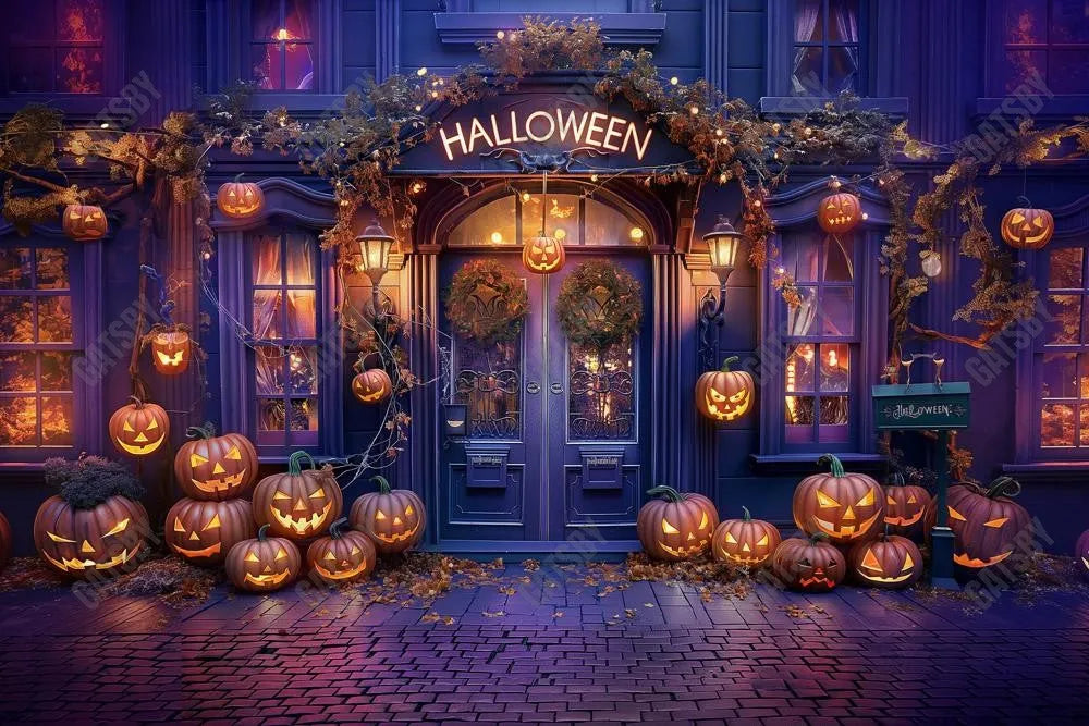 Gatsby Halloween Purple Doorway Photography Backdrop Gbsx-00632 - Gatsby Backdrop