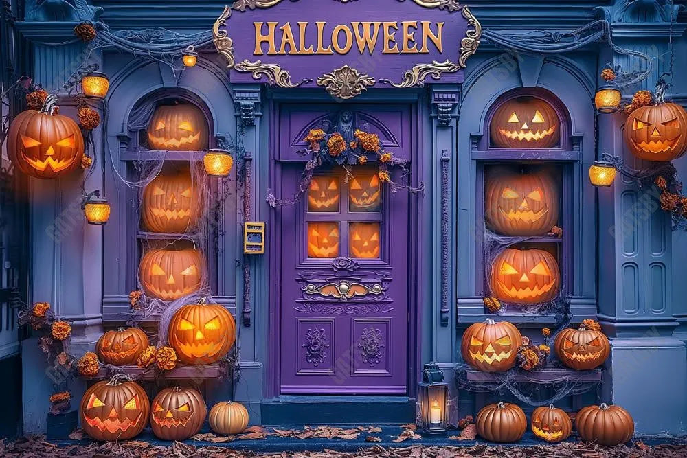 Gatsby Halloween Purple Doorway Photography Backdrop Gbsx-00633 - Gatsby Backdrop