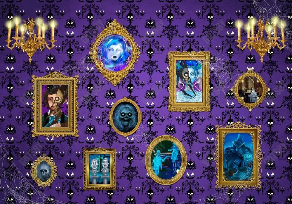 Gatsby Halloween Purple Haunted House Photography Backdrop Gbsx-00240 - Gatsby Backdrop