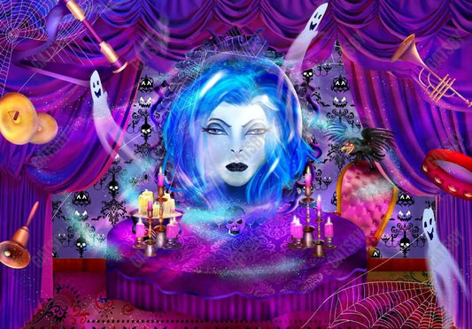 Gatsby Halloween Purple Haunted House Photography Backdrop Gbsx-00242 - Gatsby Backdrop