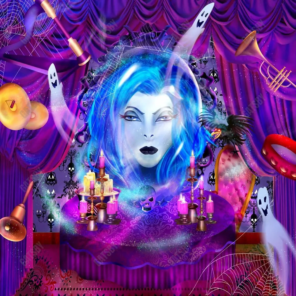 Gatsby Halloween Purple Haunted House Photography Backdrop Gbsx-00242 - Gatsby Backdrop