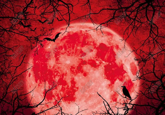 Gatsby Halloween Red Full Moon Photography Backdrop Gbsx-00227 - Gatsby Backdrop