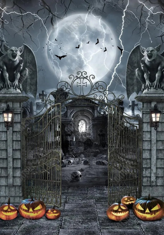 Gatsby Halloween Scary Gate Photography Backdrop GBSX-00167 - Gatsby Backdrop