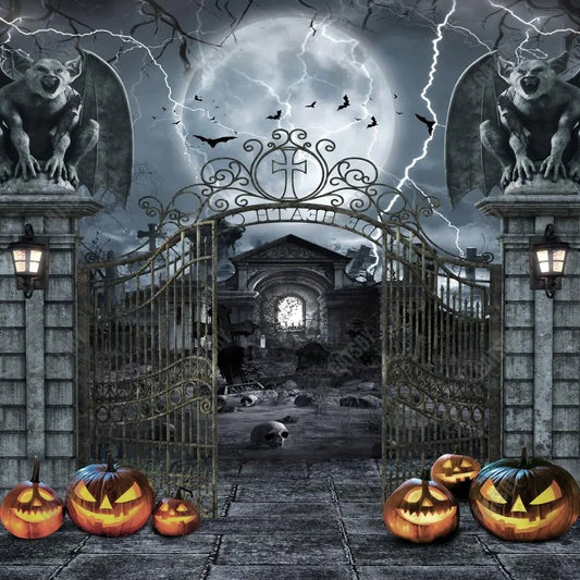 Gatsby Halloween Scary Gate Photography Backdrop GBSX-00167 - Gatsby Backdrop