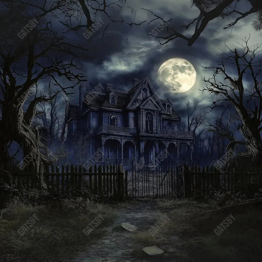 Gatsby Halloween Spooky Forest Haunted House Photography Backdrop Gbsx-01036 - Gatsby Backdrop