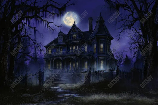 Gatsby Halloween Spooky Forest Haunted House Photography Backdrop Gbsx-01037 - Gatsby Backdrop