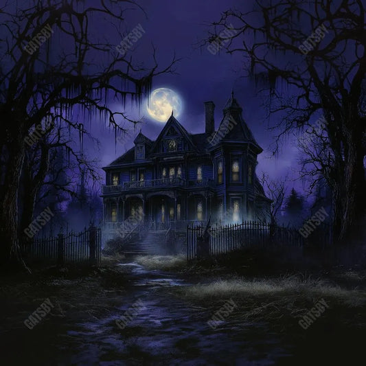 Gatsby Halloween Spooky Forest Haunted House Photography Backdrop Gbsx-01037 - Gatsby Backdrop