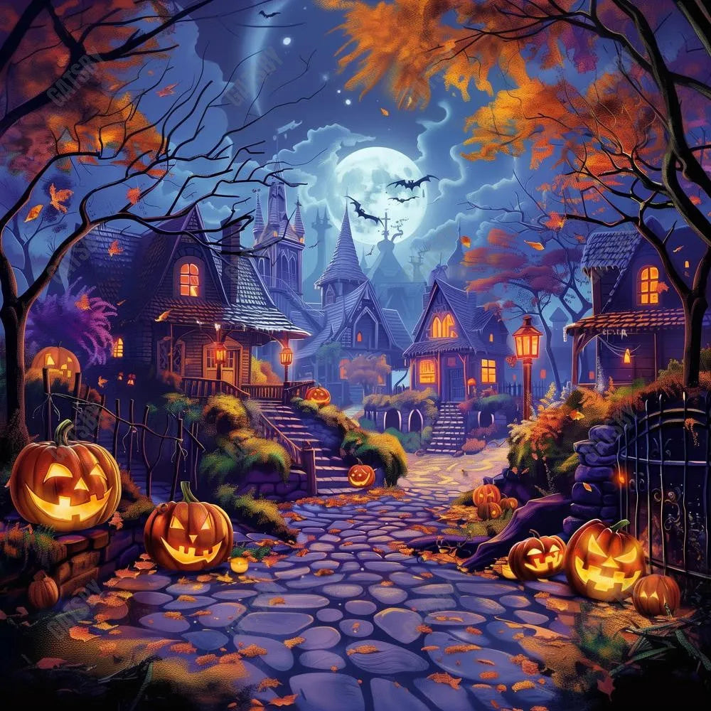 Gatsby Halloween Spooky Town Photography Backdrop Gbsx-00556 - Gatsby Backdrop