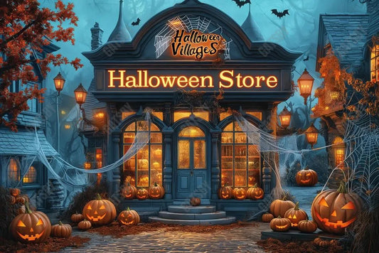 Gatsby Halloween Village Store Photography Backdrop Gbsx-00910 - Gatsby Backdrop