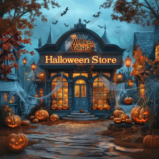 Gatsby Halloween Village Store Photography Backdrop Gbsx-00910 - Gatsby Backdrop