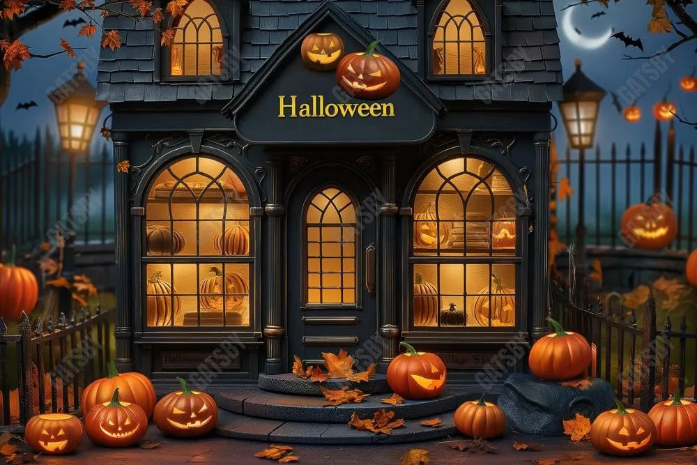 Gatsby Halloween Village Store Photography Backdrop Gbsx-00911 - Gatsby Backdrop