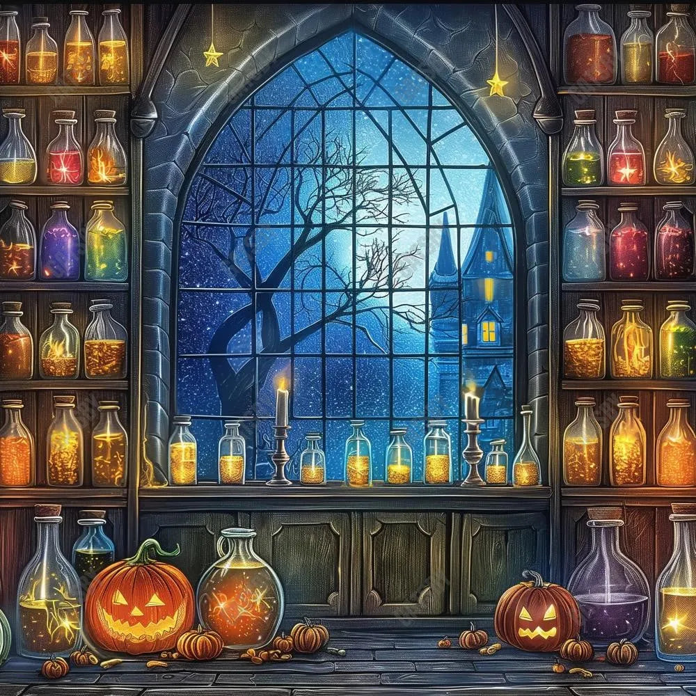 Gatsby Halloween Witch Potion Shop Photography Backdrop Gbsx-00886 - Gatsby Backdrop