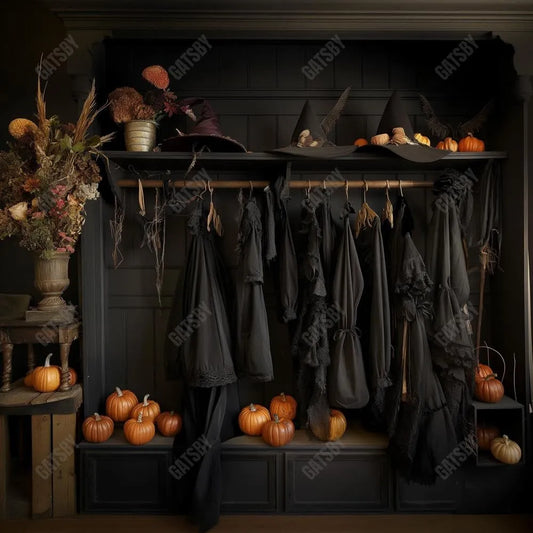 Gatsby Halloween Wizard Black Robe Closet Photography Backdrop Gbsx-00866 - Gatsby Backdrop