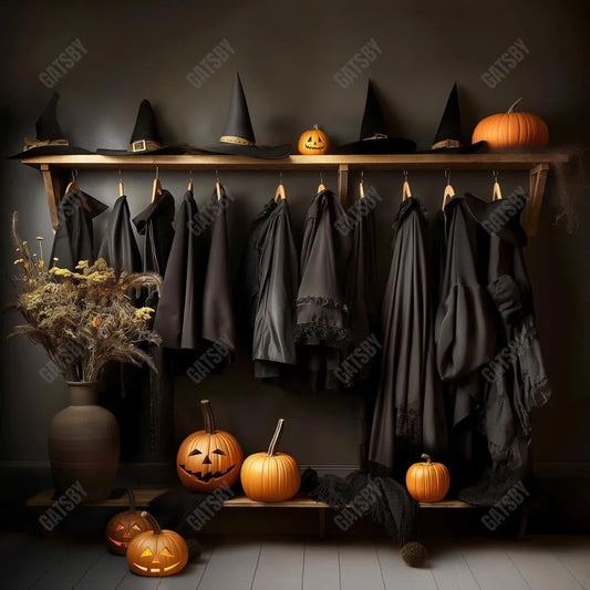 Gatsby Halloween Wizard Black Robe Closet Photography Backdrop Gbsx-00867 - Gatsby Backdrop