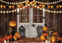 Gatsby Halloween Wooden White Door Photography Backdrop GBSX-00173 - Gatsby Backdrop