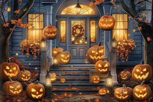 Gatsby Haunted Halloween Porch Photography Backdrop Gbsx-00903 - Gatsby Backdrop