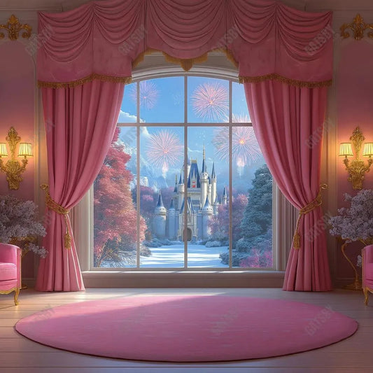 Gatsby Holiday Royal Pink Room Window Photography Backdrop Gbsx-01017 - Gatsby Backdrop