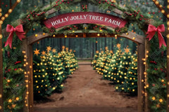 Gatsby Holly Jolly Tree Farm Arch Photography Backdrop Gbsx-00754 - Gatsby Backdrop