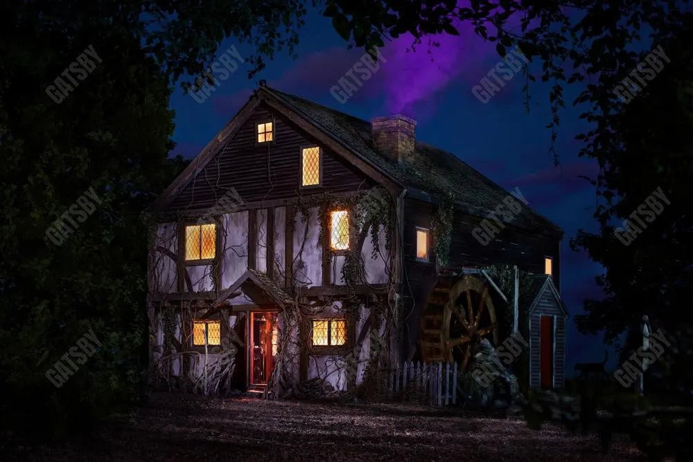 Gatsby Horror Haunted House Forest Night Photography Backdrop Gbsx-00896 - Gatsby Backdrop