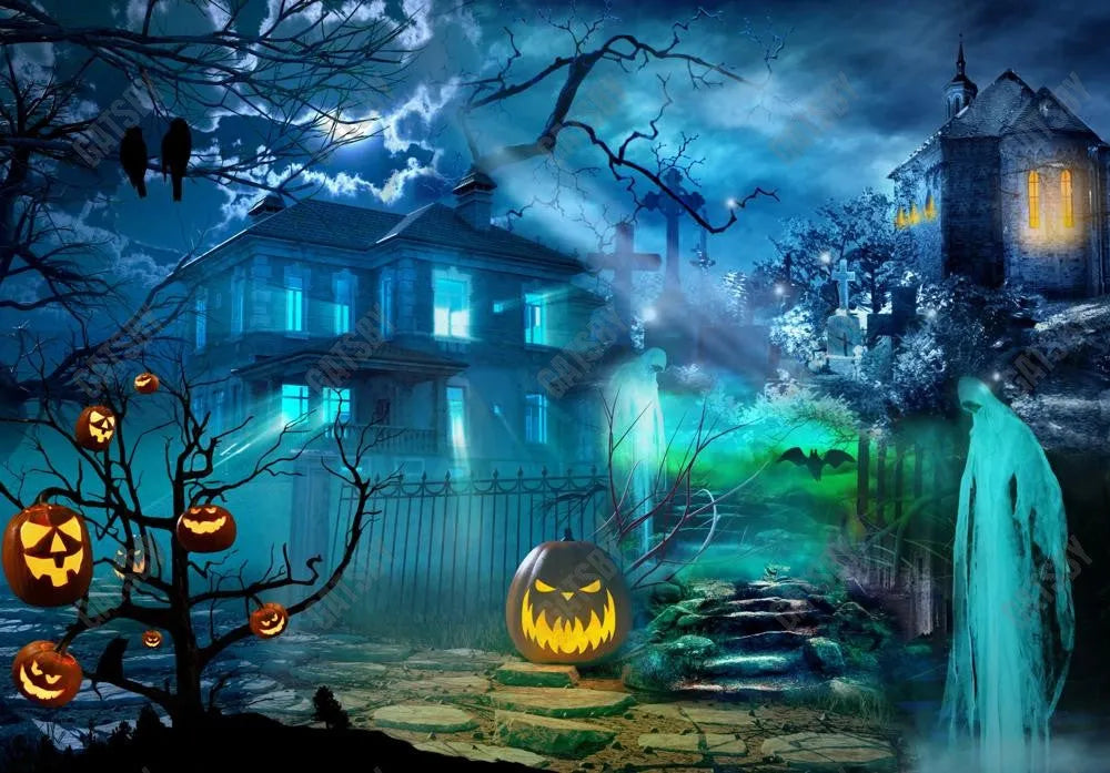 Gatsby Horror Hunted House Photography Backdrop Gbsx-00250 - Gatsby Backdrop