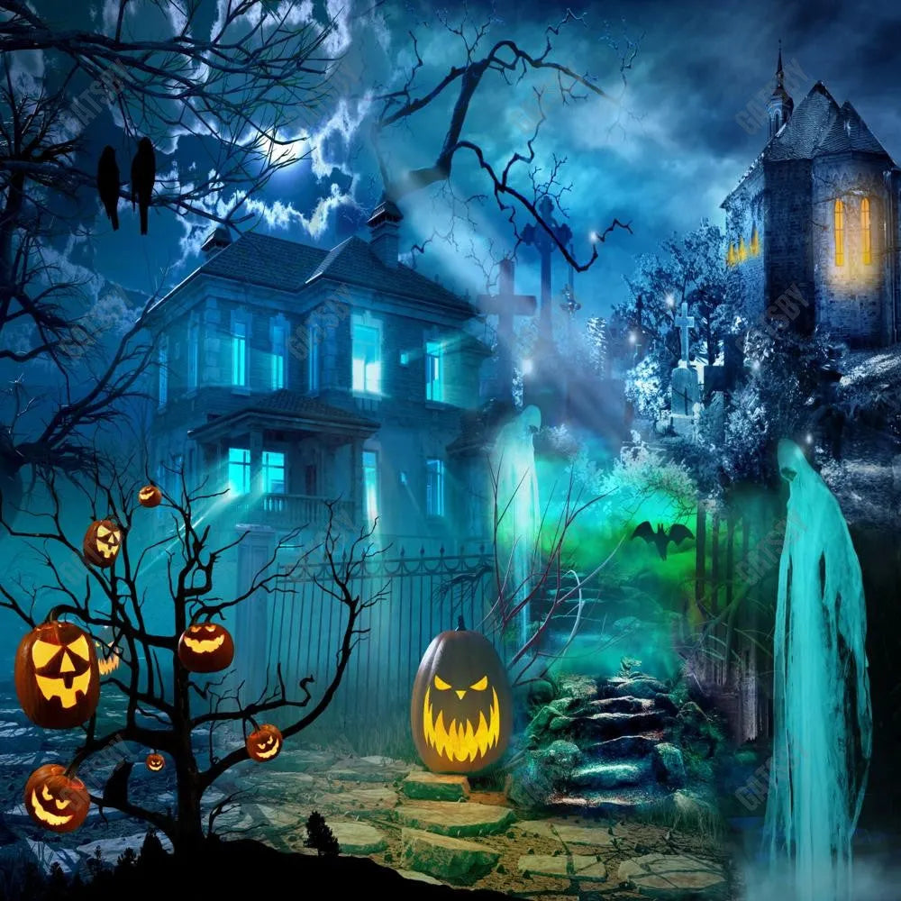 Gatsby Horror Hunted House Photography Backdrop Gbsx-00250 - Gatsby Backdrop