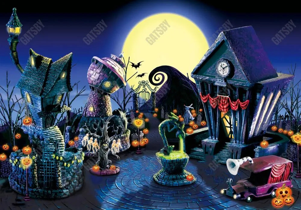 Gatsby Horror Nightmare Town Photography Backdrop Gbsx-00984 - Gatsby Backdrop